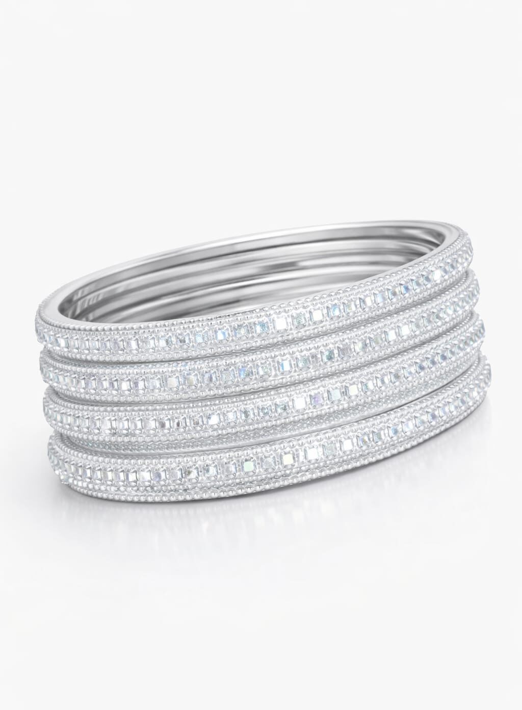 Silver Crystal Designer Bangles-Set of 4 - Image 2