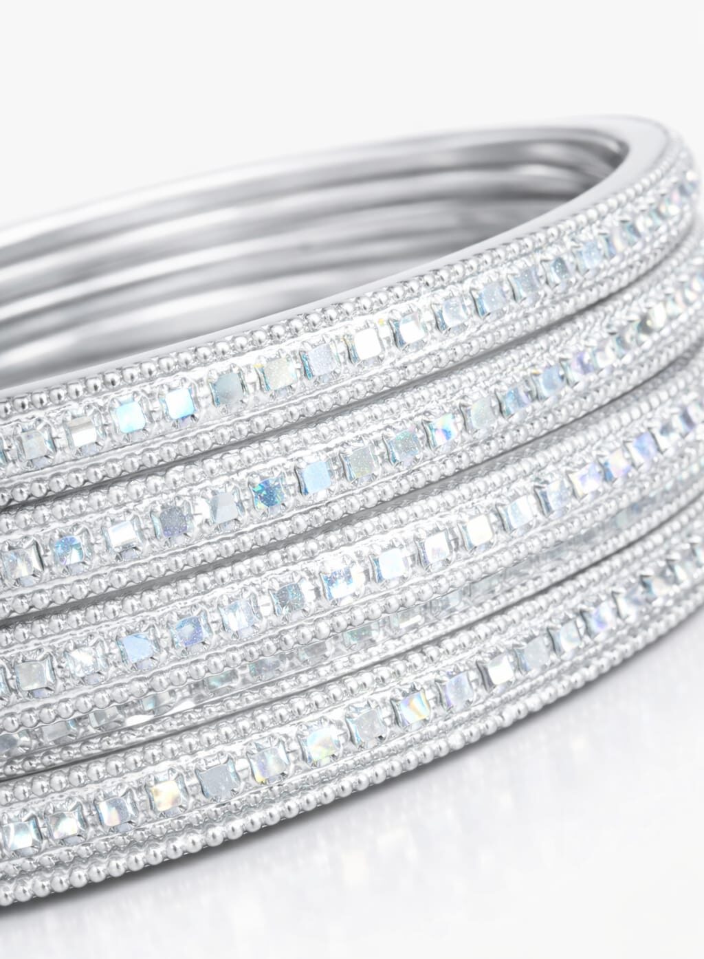 Silver Crystal Designer Bangles-Set of 4 - Image 3