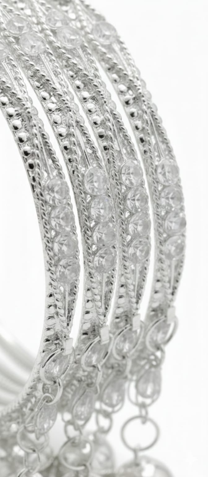 Silver Crystal Charm Bangle - Image 2