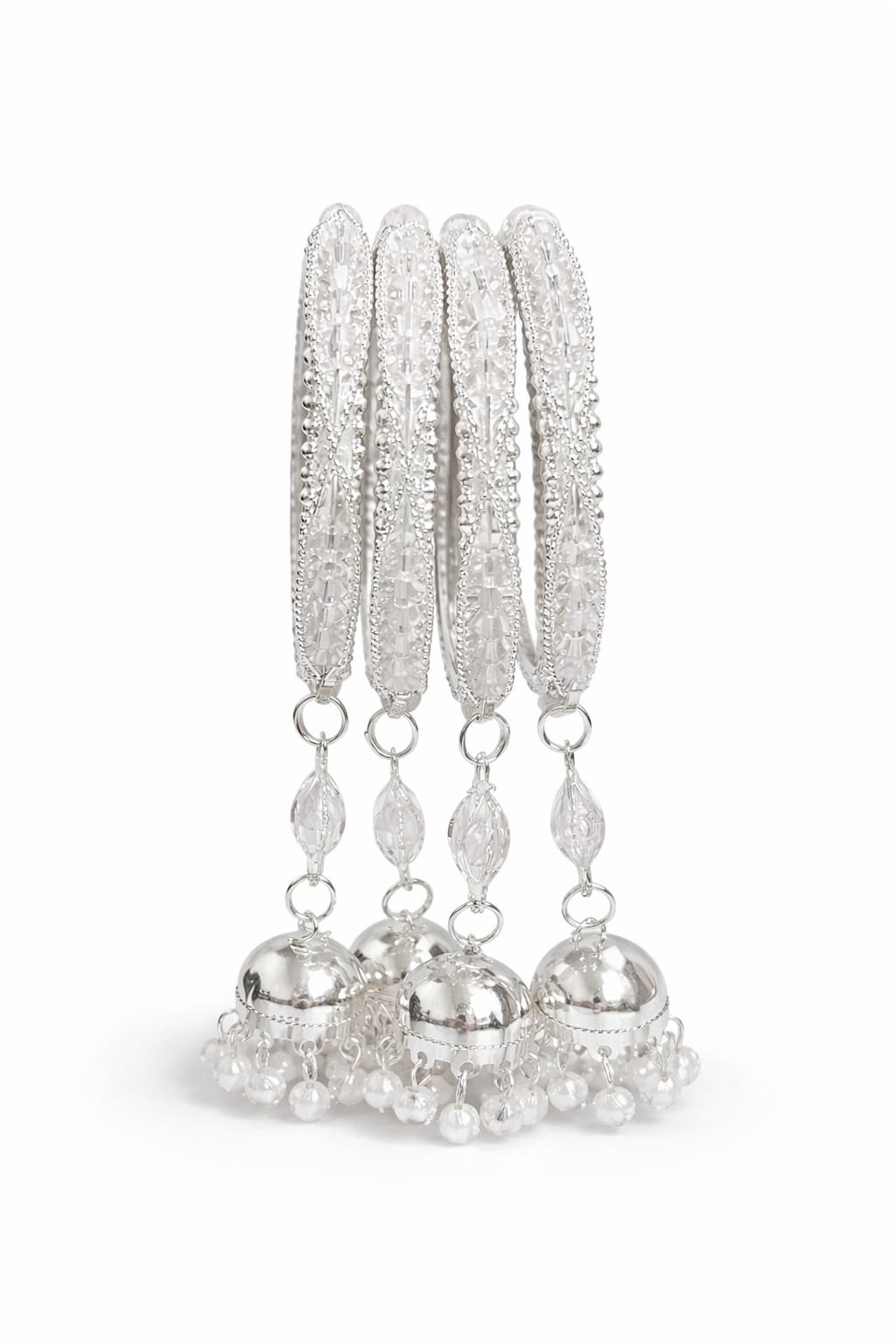 Silver Crystal Charm Bangle